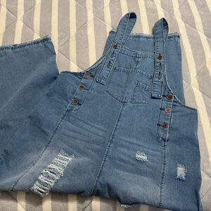 Blue Denim Barrel Overalls
